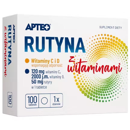 Rutina mit Vitaminen APTEO, 100 Tabletten – Unterstützung für Immunsystem, Knochen und Kollagenbildung