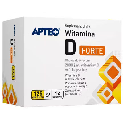 Vitamin D 2000 IE Forte APTEO, 125 Kapseln – Unterstützung für Knochen, Zähne und das Immunsystem