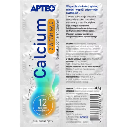 Calcium mit Vitamin C APTEO, Orangengeschmack, 12 Brausetabletten
