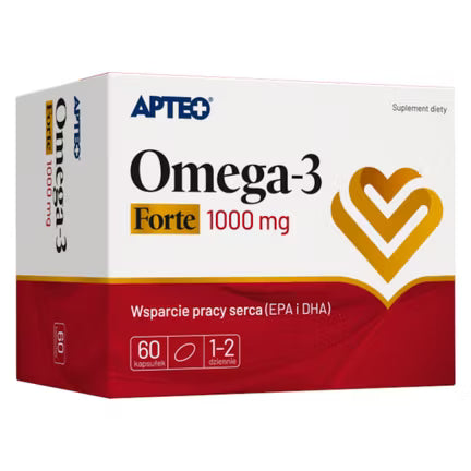 Omega-3 1000 mg Forte APTEO, 60 Kapseln – EPA, DHA und Vitamin E für Erwachsene