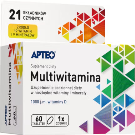 Multi-Vitamine APTEO, 60 überzogene Tabletten – Unterstützung für Immunsystem, Energiehaushalt und Schilddrüsenfunktion
