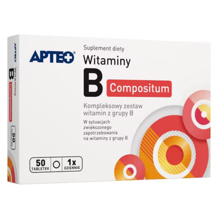 B-Vitamine Compositum APTEO, 50 Filmtabletten – Unterstützung für Nerven- und Herzfunktion sowie Energieproduktion